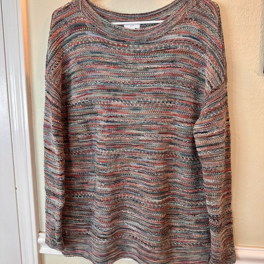 J Jill multicolor Striped Women's Tunic length Sweater